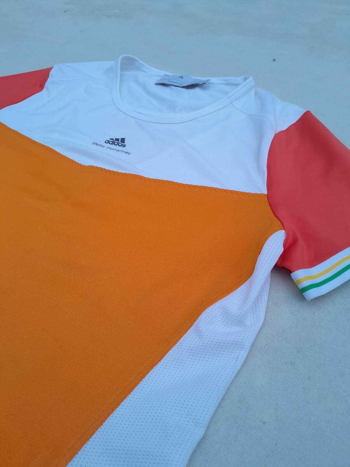 adidas by Stella McCartney Shirt Women’s Medium Orange White Hard Workout Flaw