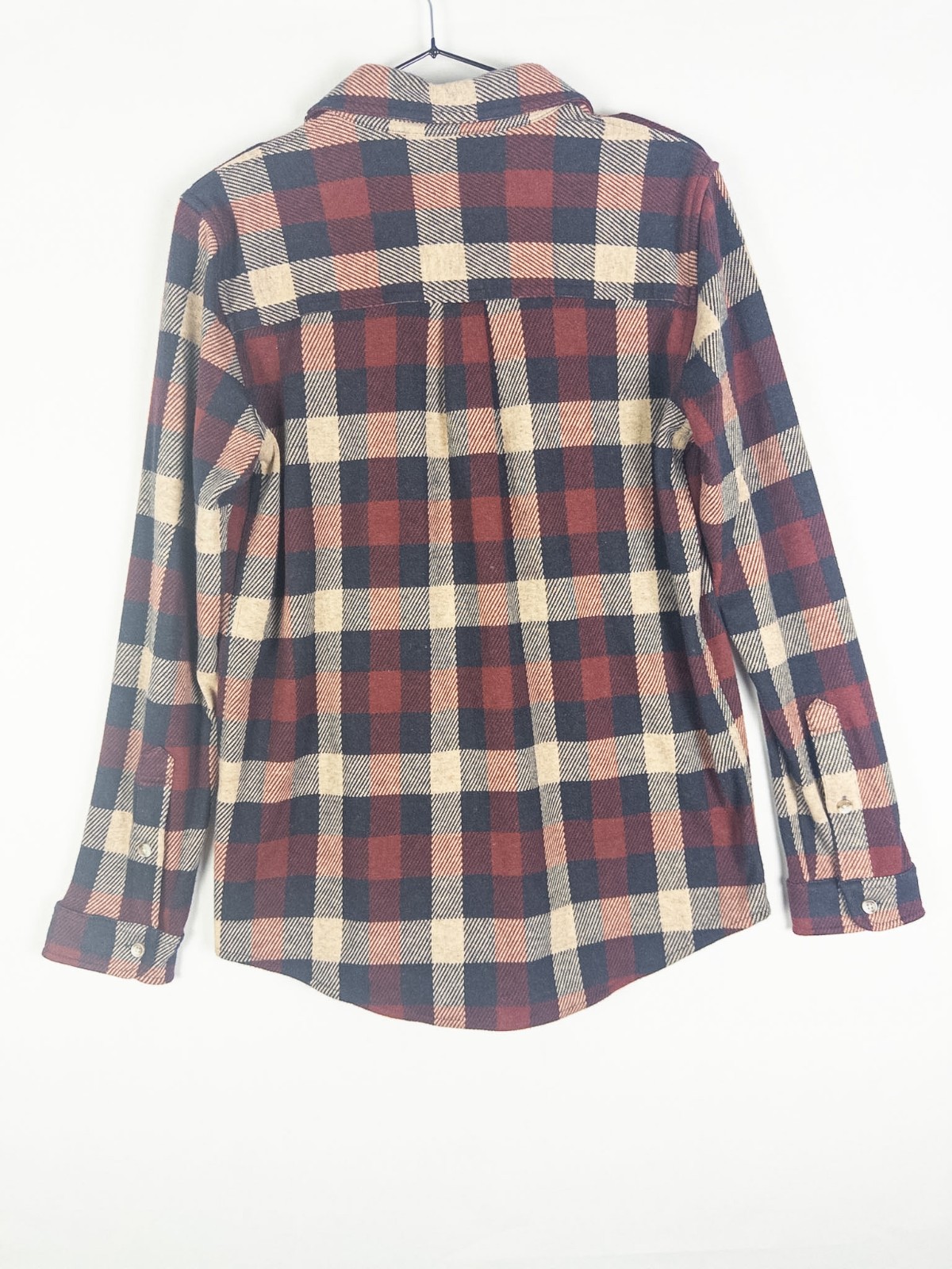 Faherty Legend Sweater Shirt Womens S Plaid Flannel Button Up Red Navy Tan