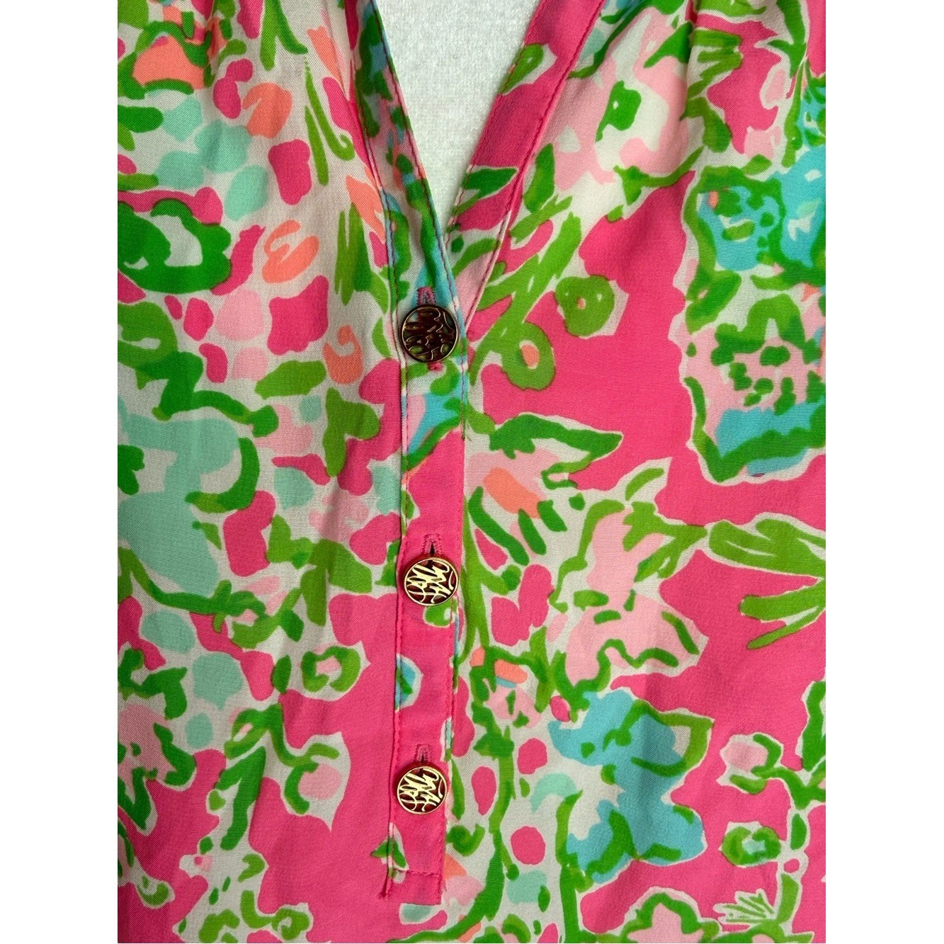 Lilly Pulitzer NWT Elsa Silk Top Flamingo Pink Southern Charm Floral Sz M