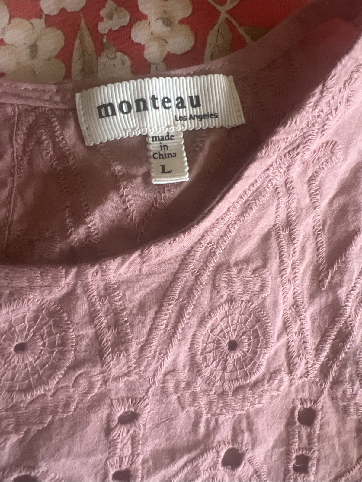 monteau los angeles top Embroidery Cotton Mauve Size L