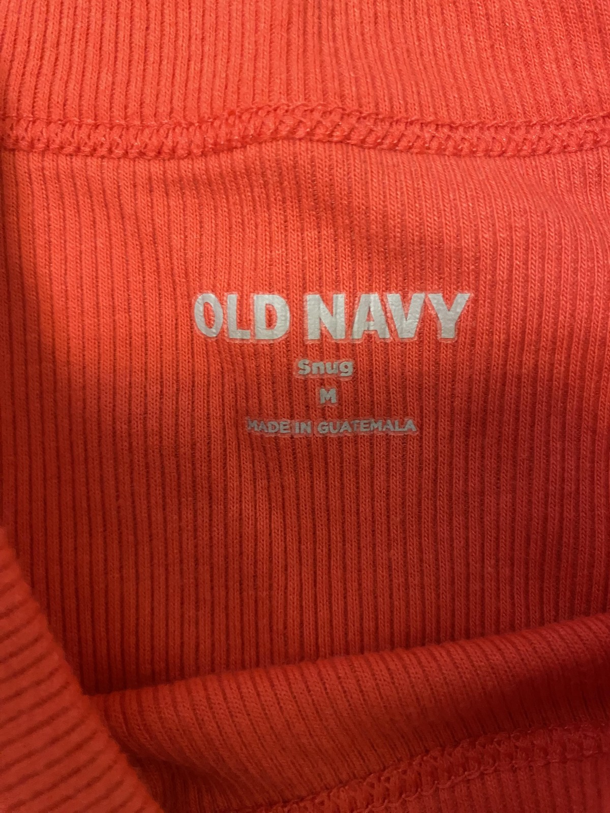 Old Navy Tank Top Womens Medium Orange Ribbed High Neck Cropped Stretch Knit