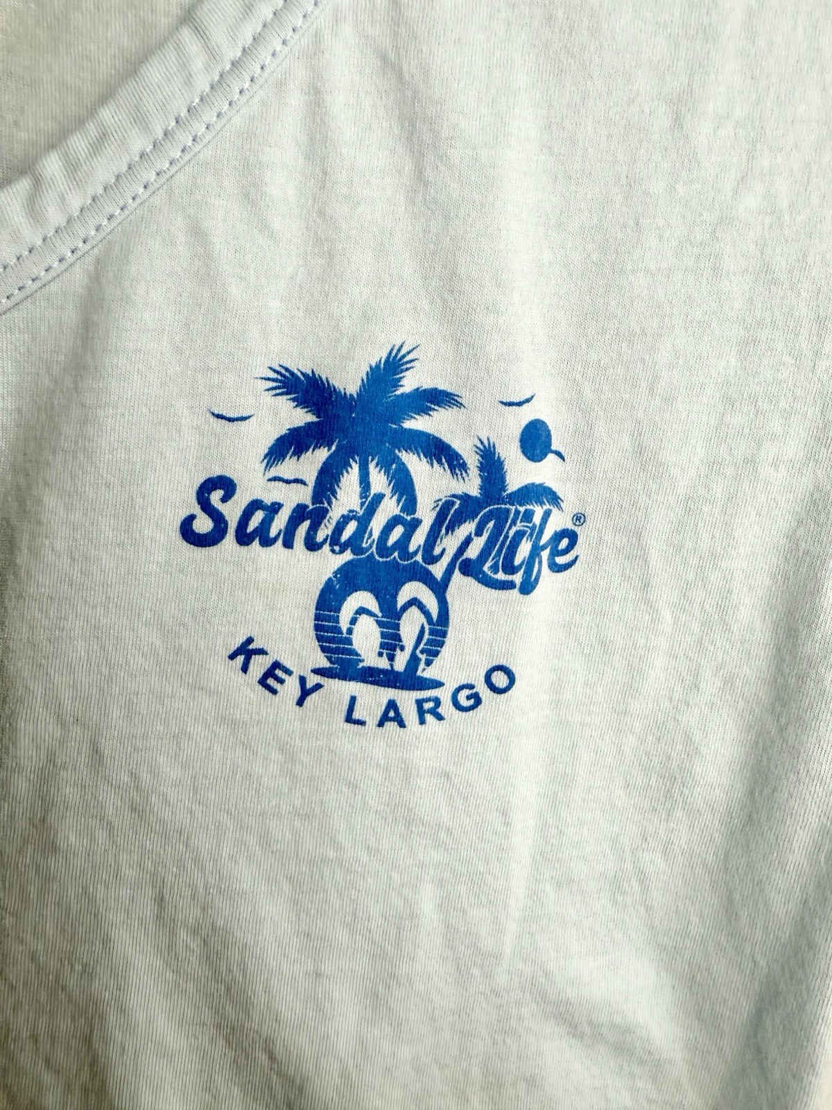 Sandal Life Key Largo beach Florida Keys V-Neck Women’s Tee shirt XL extra large