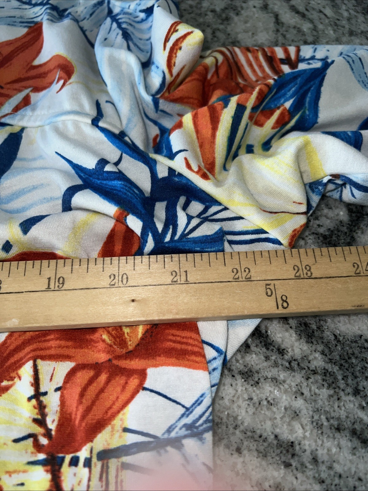 Palm Grove 1X Multi Color Tropical Print Pullover Top 3/4 Slvs 95% Rayon