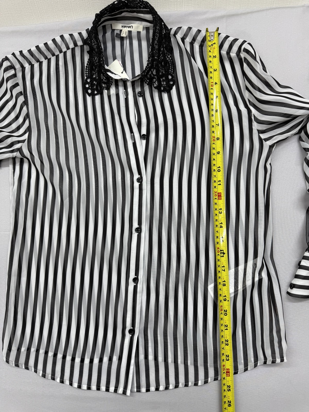 Koton Black White Striped Button-Down Blouse Long Sleeve EUR 34