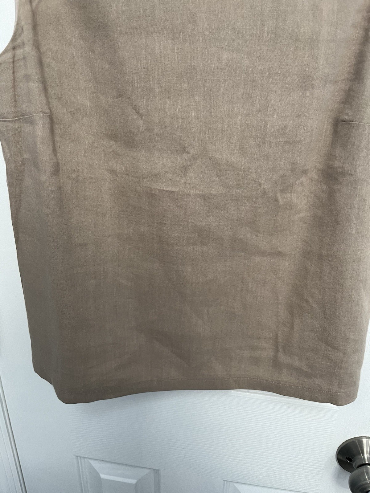Theory Tan Sleek Crunch Linen Blend Boatneck Top Keyhole Back Size S Cottage