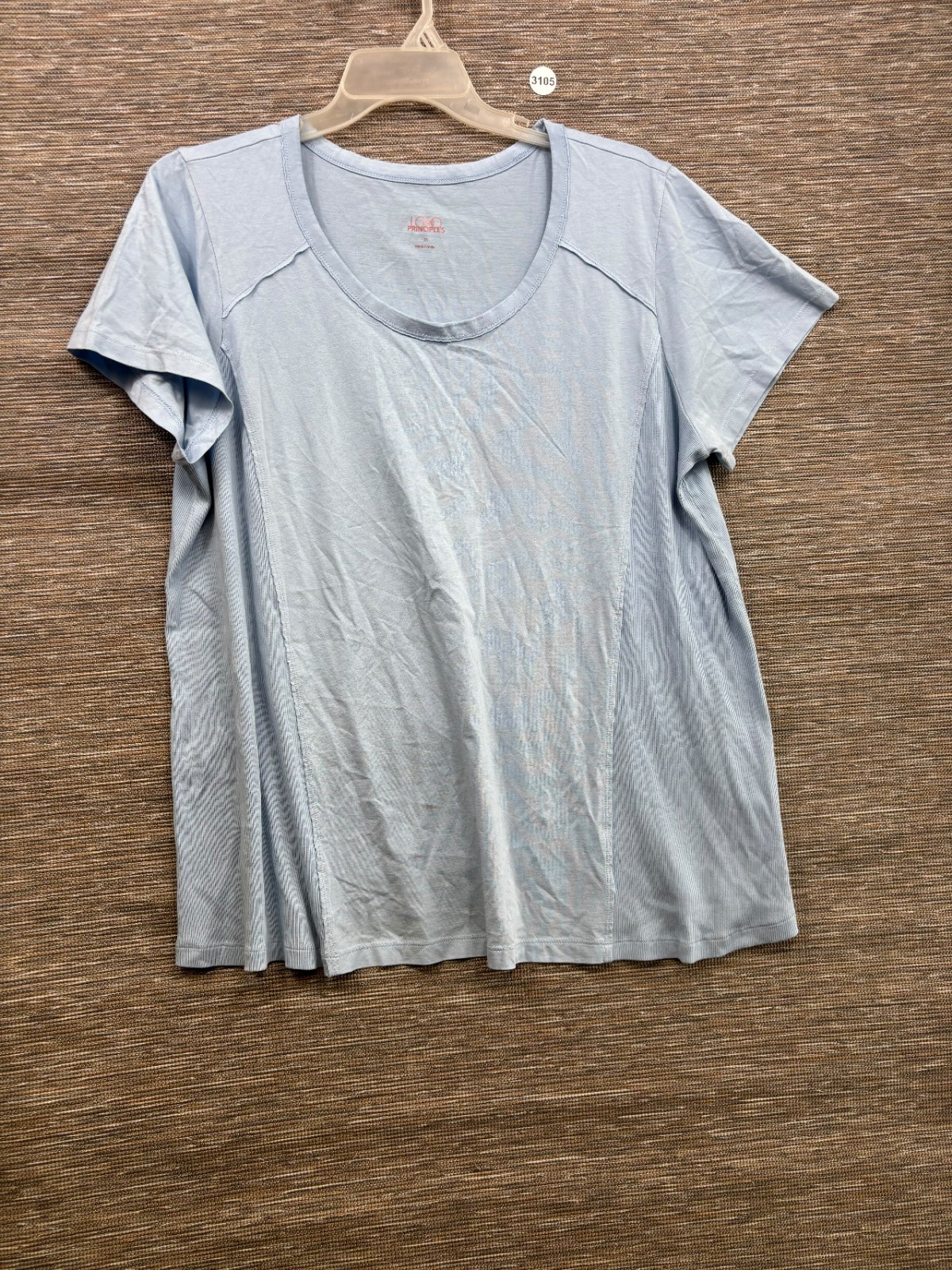 LOGO Principles by Lori Goldstein Mix Media Side Seam Tee Size 2X Blue NEW