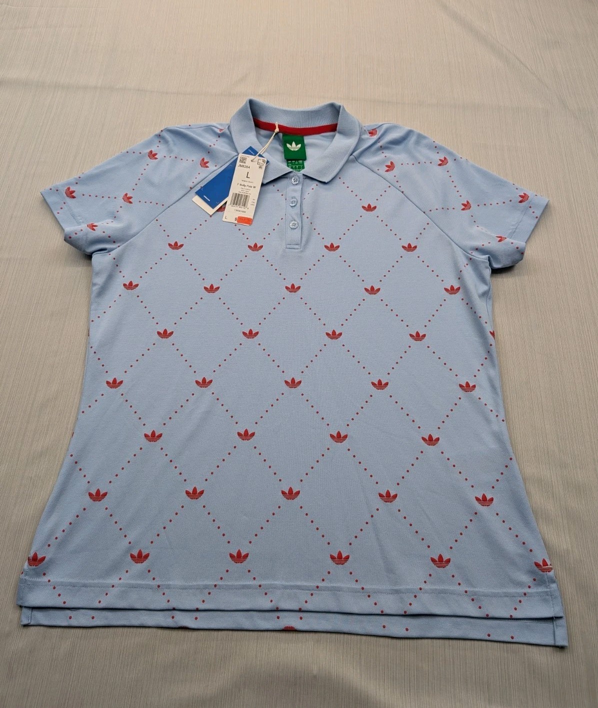 New Women’s adidas Originals Golf Polo Shirt Size Large All Over Diamond Limited