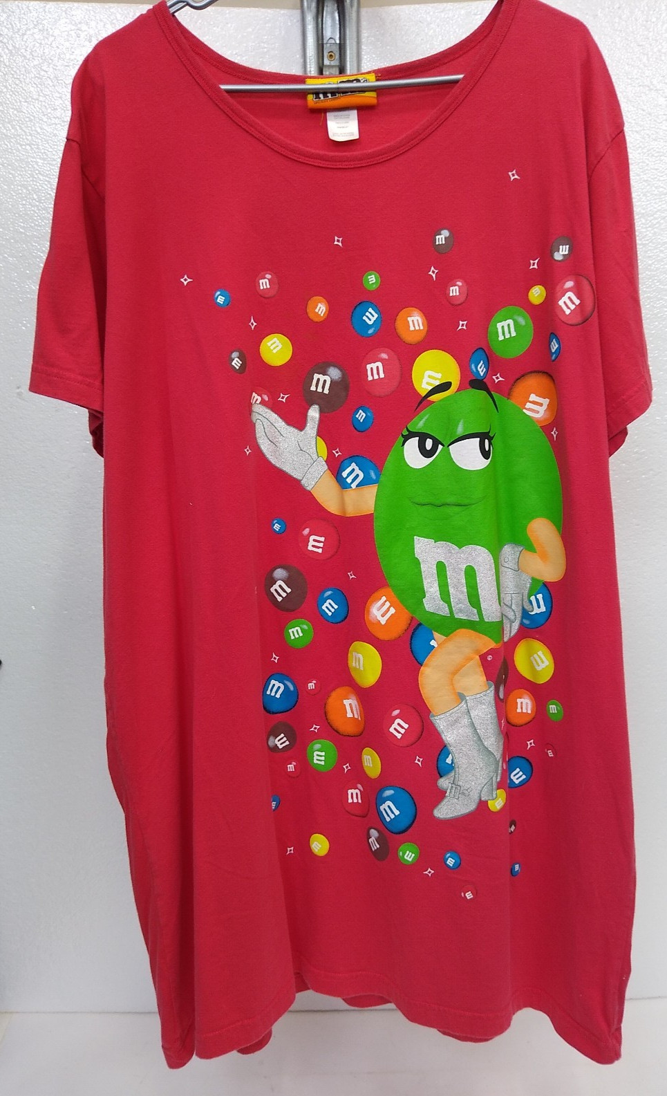 M&M SZ(1X-3X) Red, Short Sleeve Covered With M & M’s TEE SHIRT