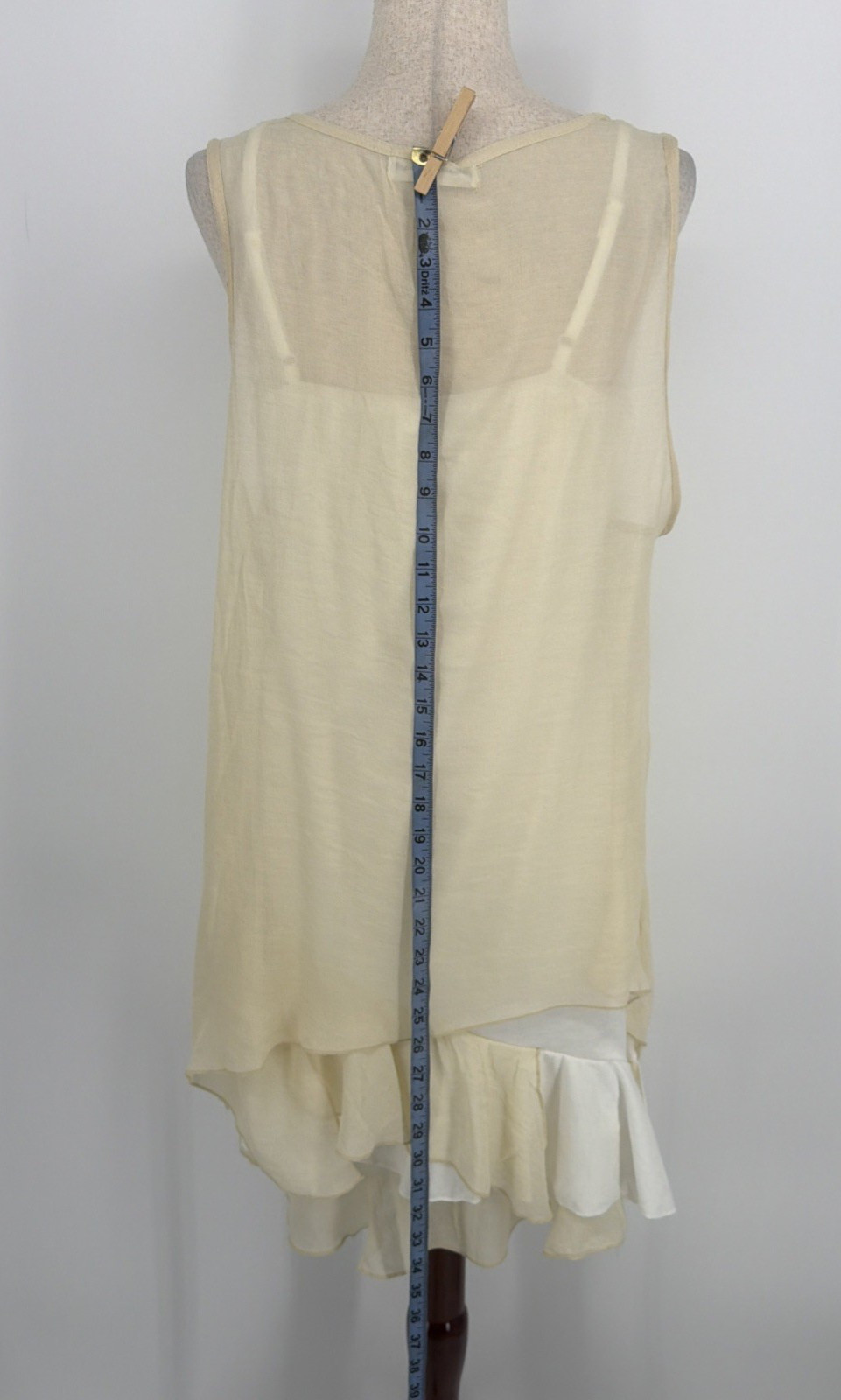 Pretty Angel A-Line Linen Blend Layered Tunic Top Large Ivory Boho Fairy Flowy