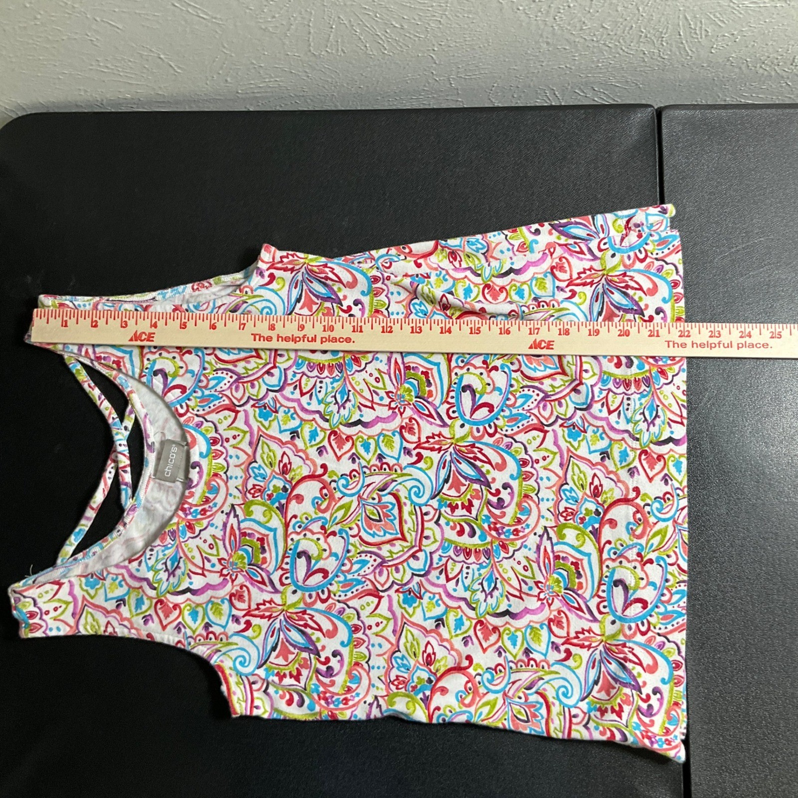 Chico’s Tank Top Sleeveless Paisley Floral Print Casual Everyday Top Size M (1)