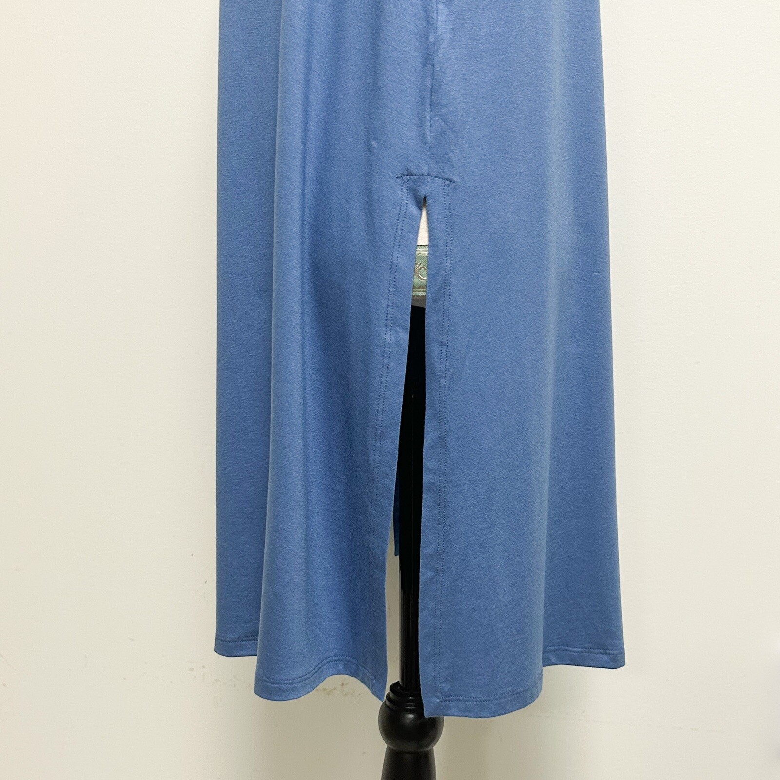 Eileen Fisher Coast Blue Short Sleeve Long A Line Tunic Wide Side Slits XS NWT