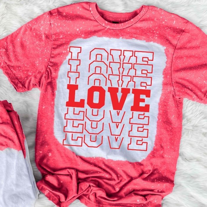 LOVE Graphic Shirt Valentine Typography Bleached Tee Cute Romantic Top