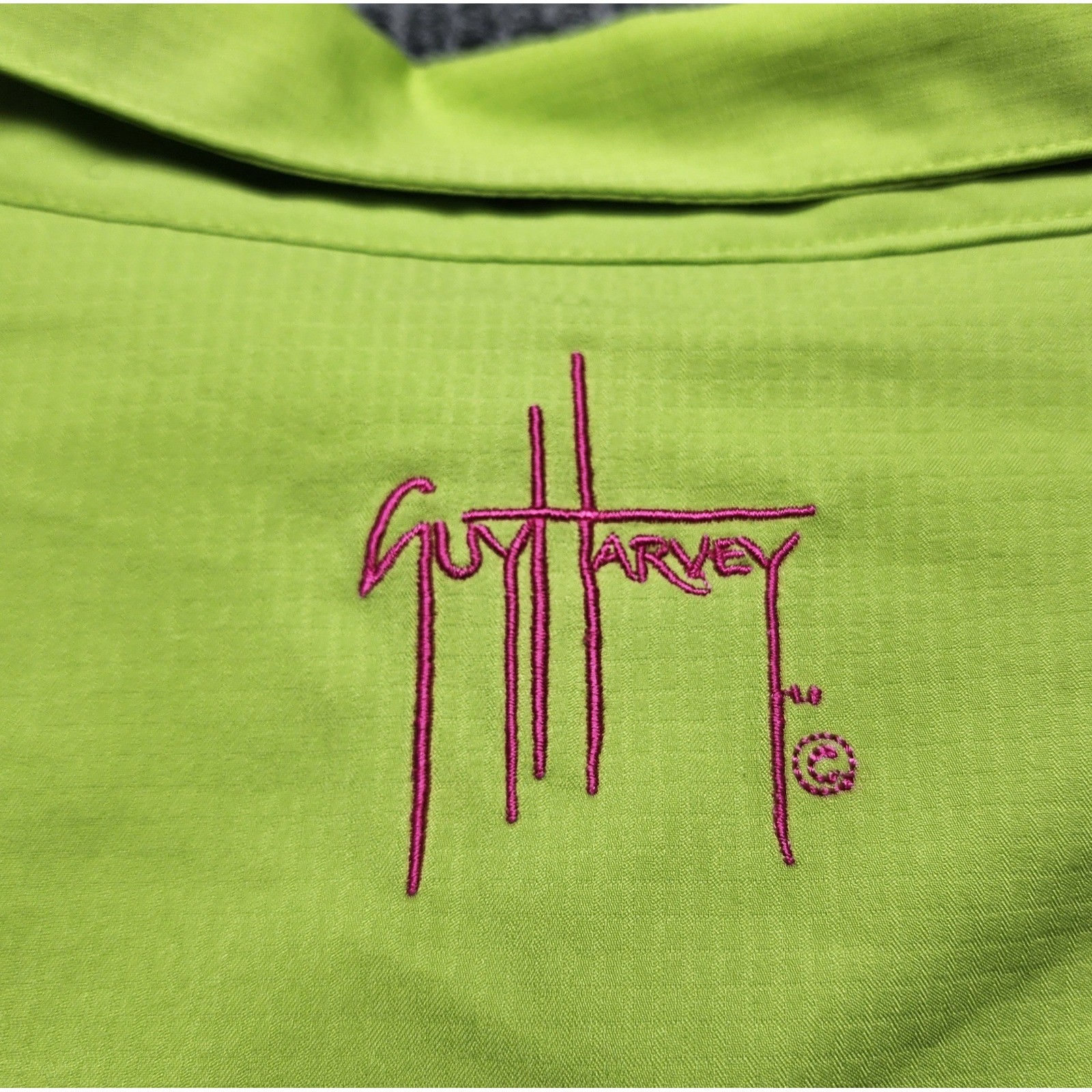 Guy Harvey AFTCO Fishing Shirt Womens Large Lime Green Marlin Embroidered L/S