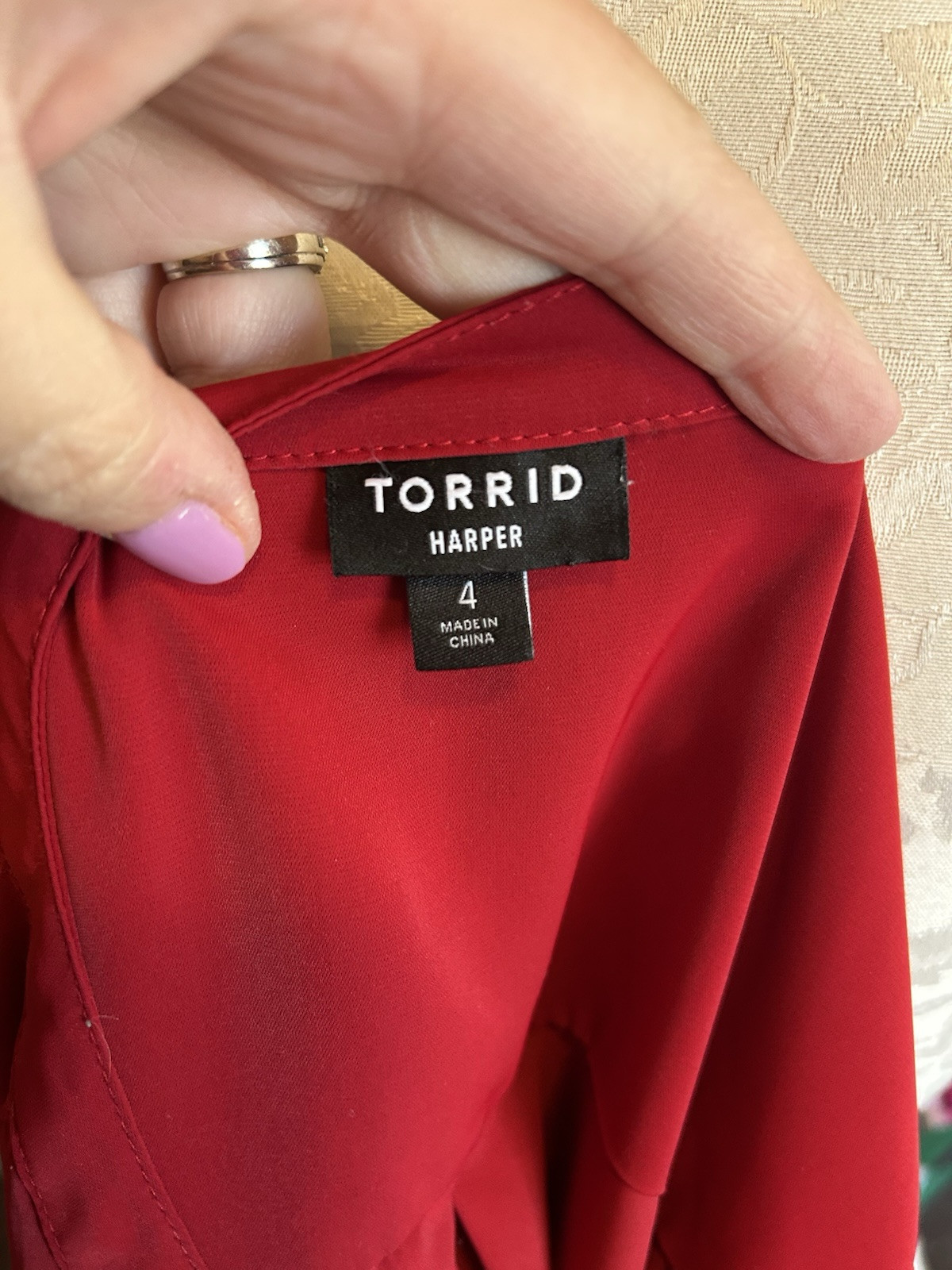 Torrid Top 4X Plus Size Harper Georgette Pullover 3/4 Sleeve Tunic Blouse Red