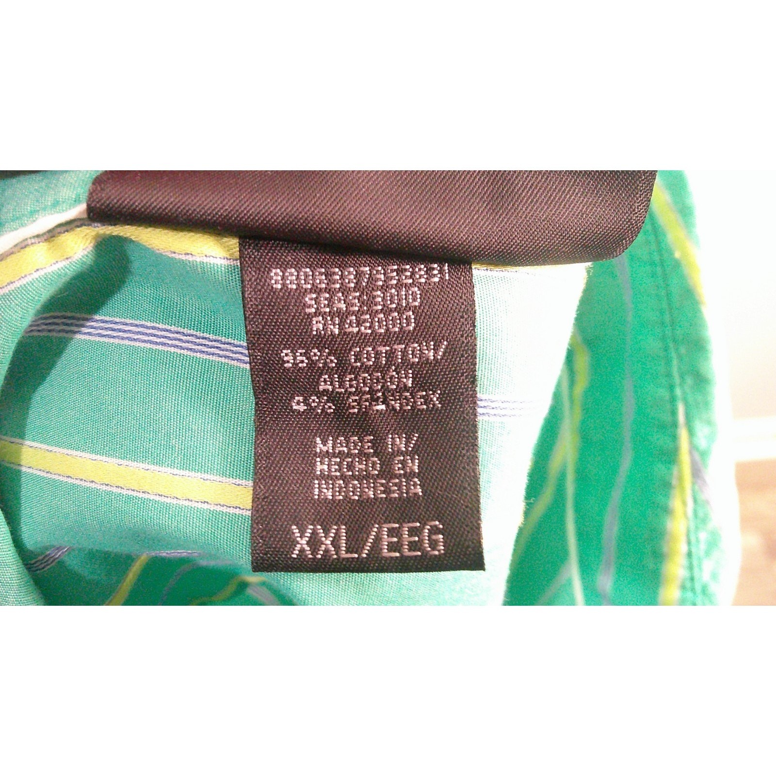 Attention Women’s XXL Green Stripe Button Down V-Neck Shirt