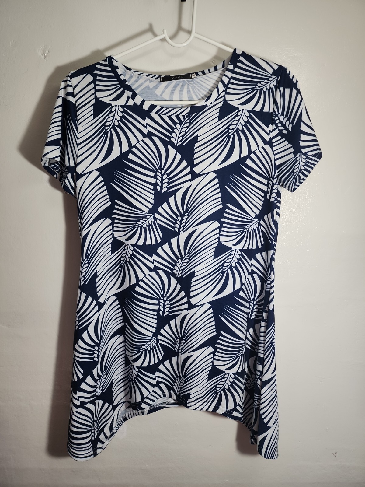 Mirol Ladies Size S Blue/ White Short Sleeved Top