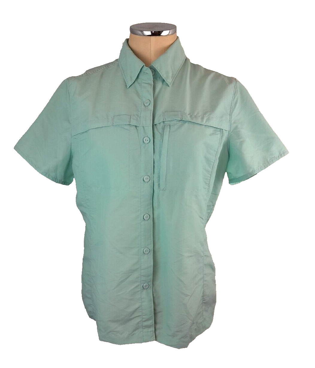 LL Bean Shirt Womens Medium Green Vented Nylon Gorpcore Hiking Camping Outdoor