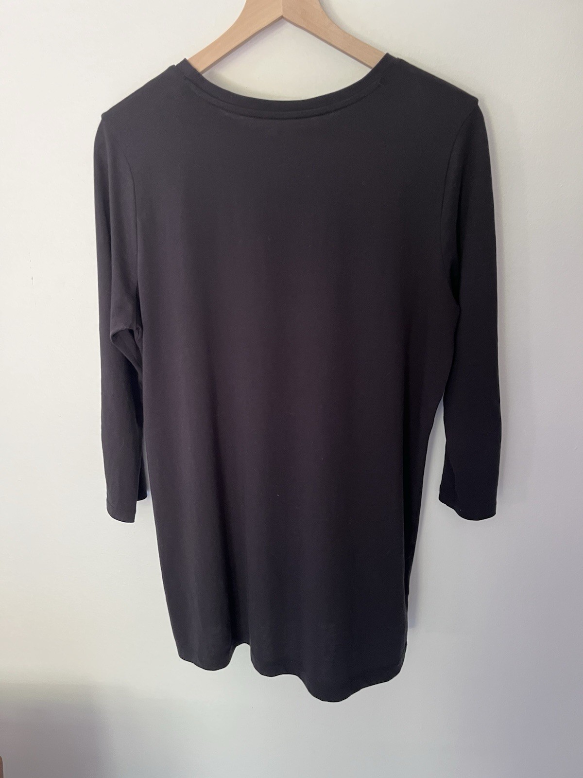 Lands End 100% Supima Cotton 3/4 Sleeve Tunic Top in Black Size Medium