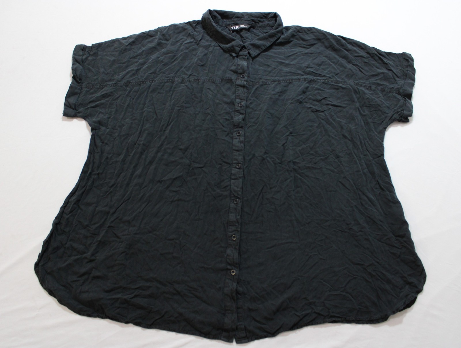 YOURS Women’s Plus S/S Curved Hem Chambray Shirt AC2 Black Size 20 (U.S 16) NWT