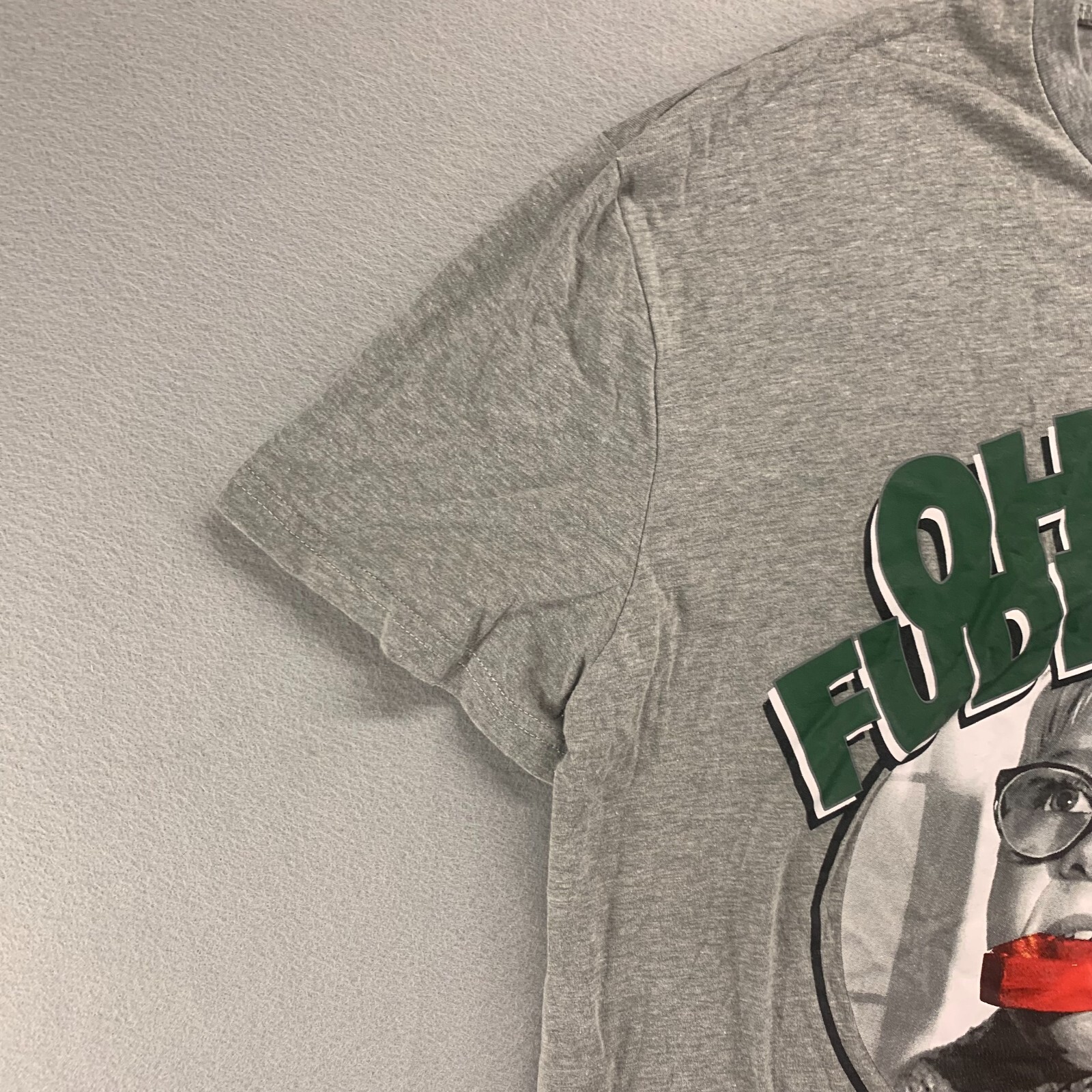 A Christmas Story Shirt Womens Large Gray Graphic Short Sleeve Oh Fudge Movie