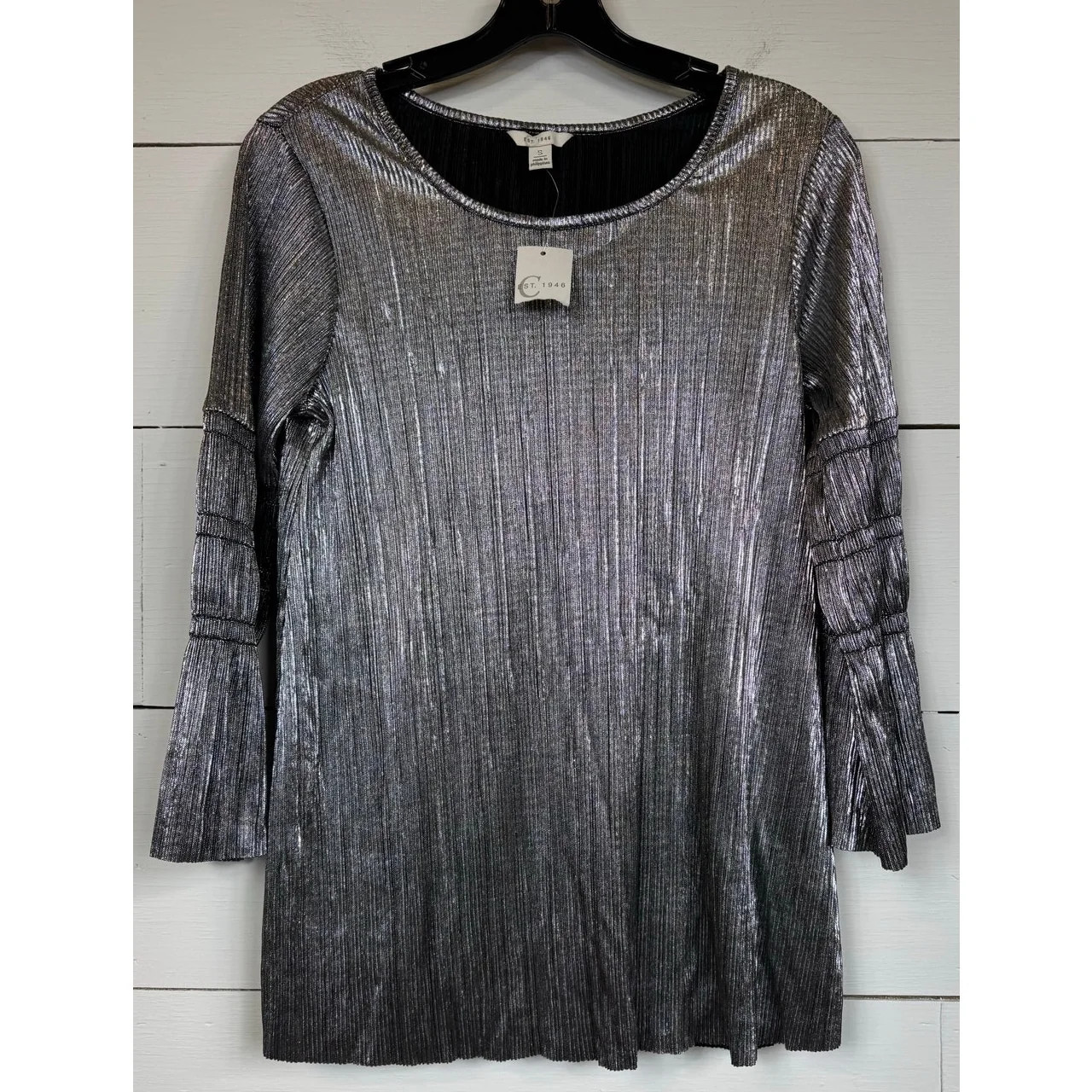 Cato 3/4 Sleeve Silver Blouse Women’s Size Small