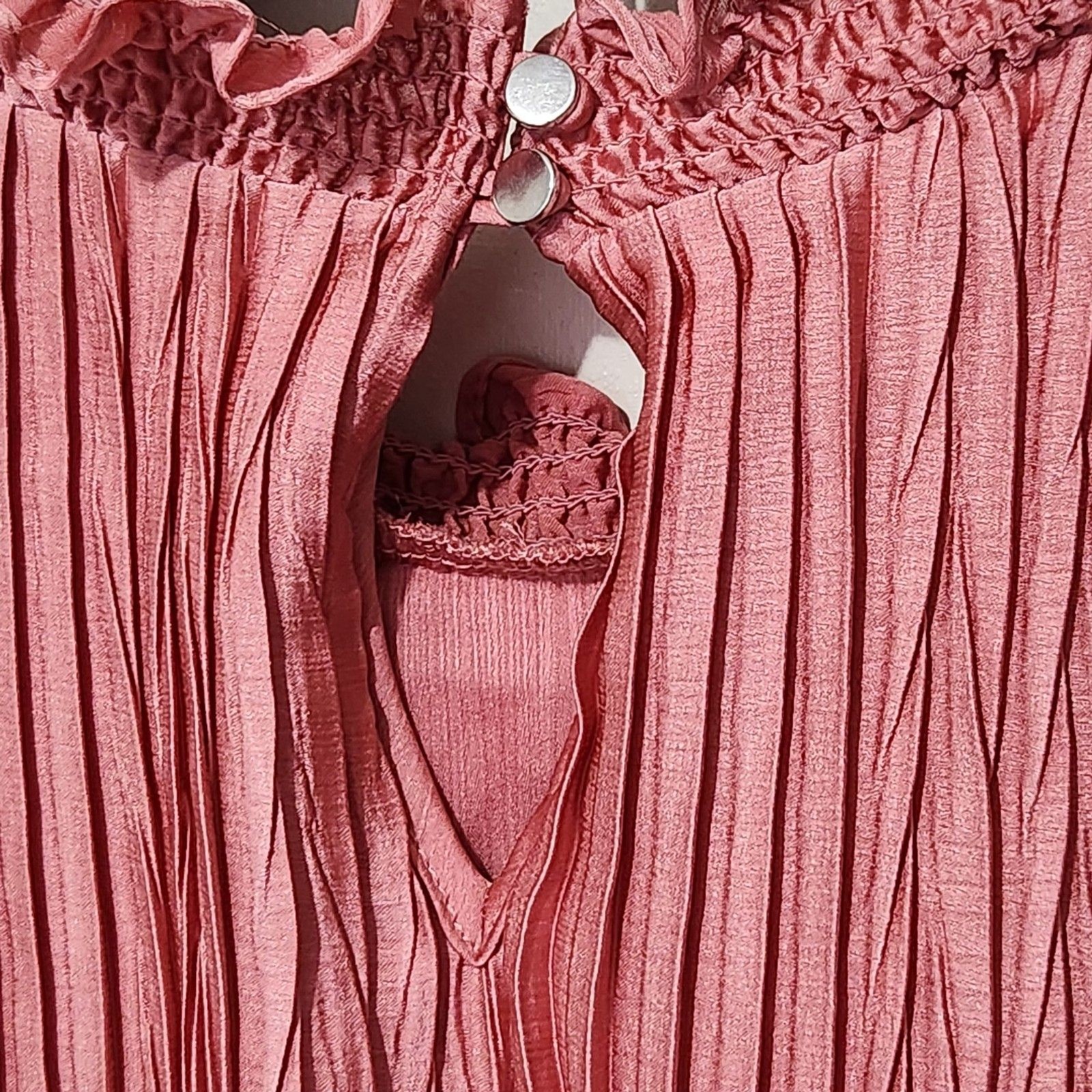 Est 1945 Silk Top Medium Pleated Ruffle Lightweight Dust Pink
