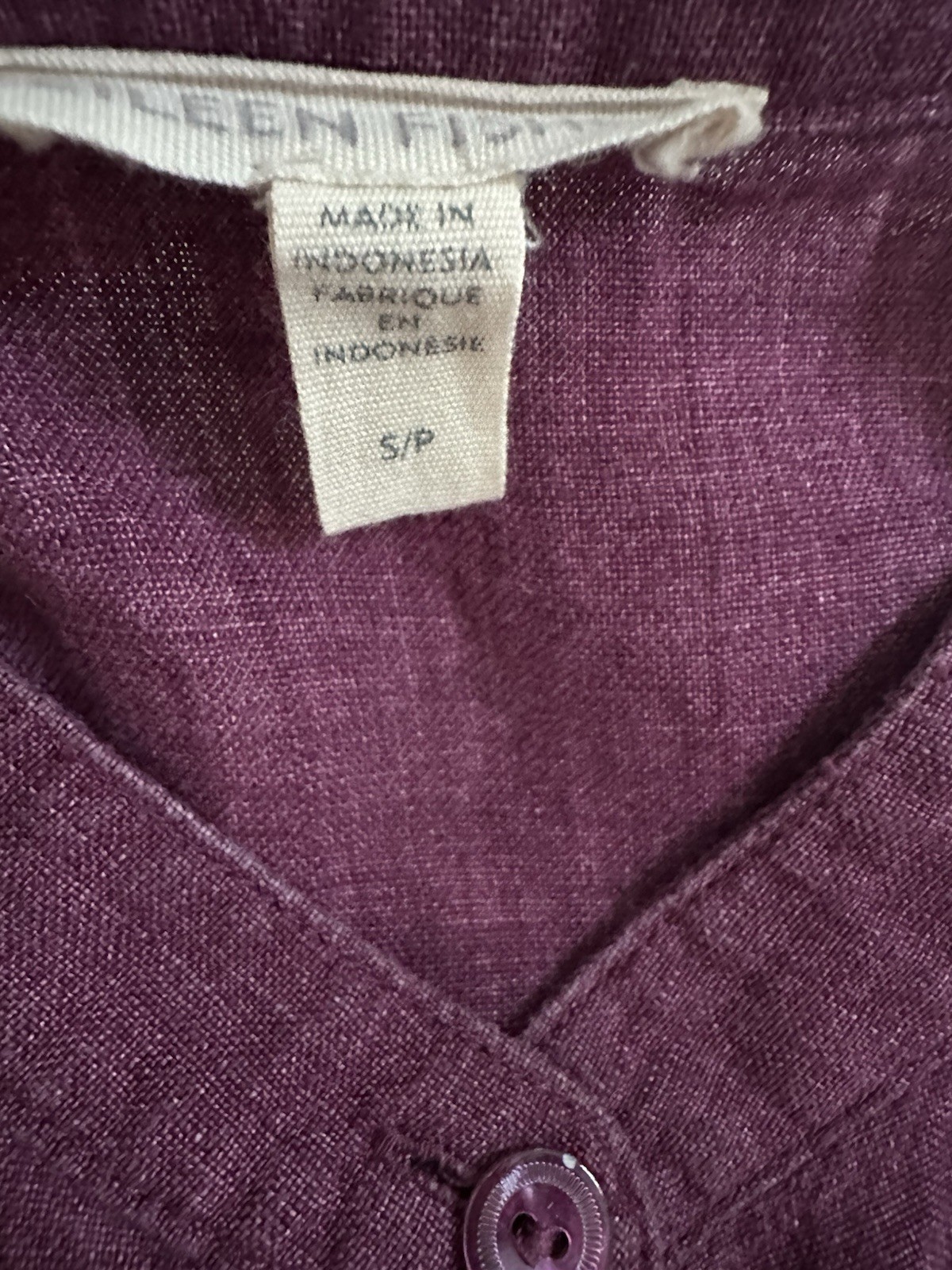 Eileen Fisher Organic Linen Delave Dress Sleeveless Short Raspberry Purple Sz S