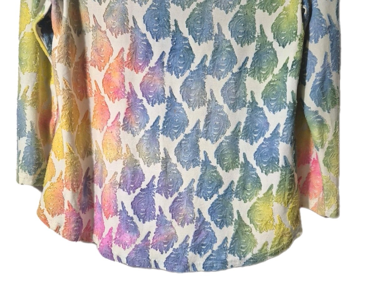 Rainbow Burnout Boho Blouse Top Wmns Sz S Abstract Organic Pattern Caleoas Loose