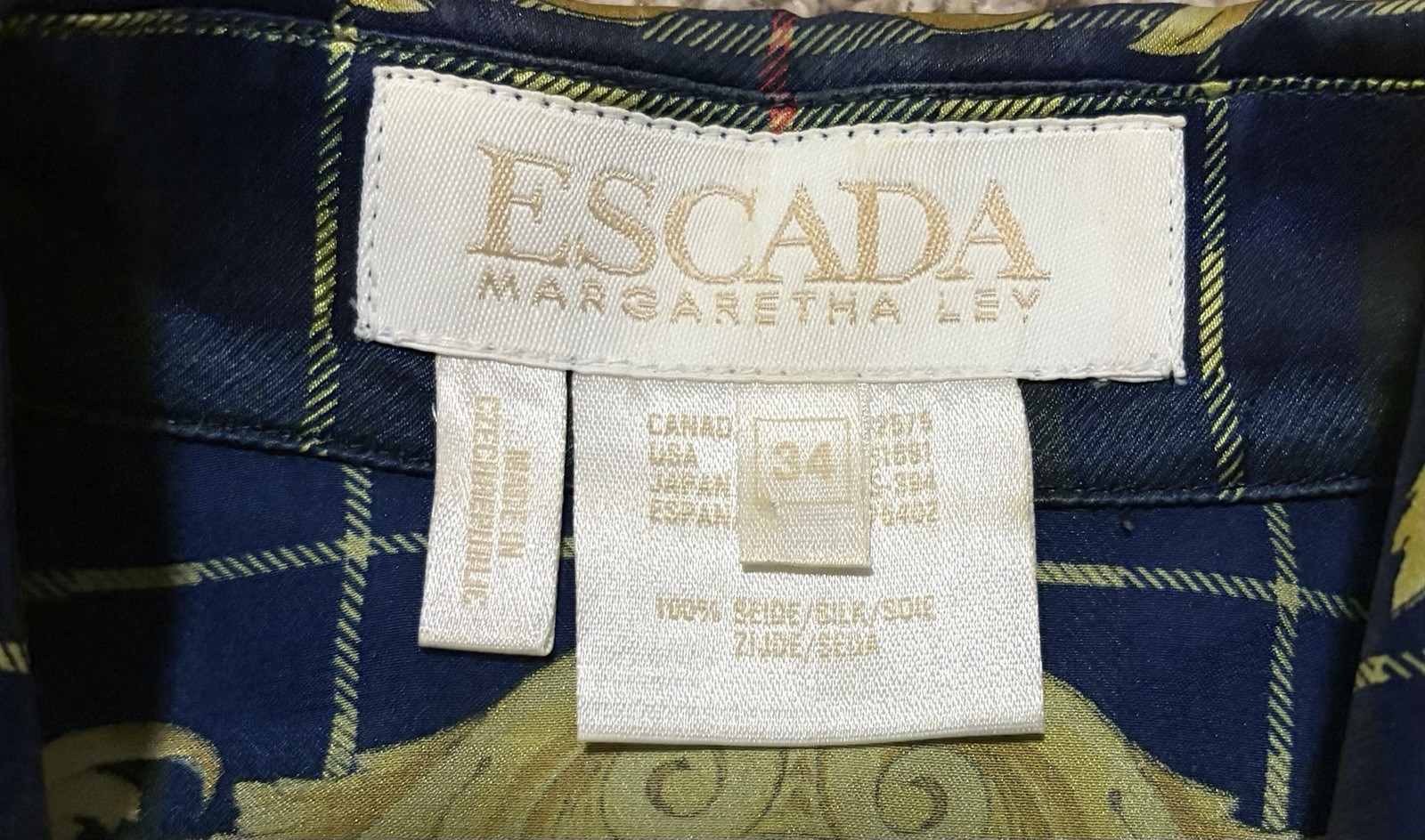 Vintage Escada Margaretha Ley 100% Silk Blouse Size 34