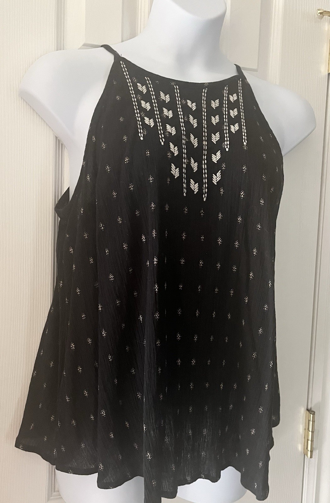 Old Navy Boho Tank Top – Plus Size 1X – Black Gauze – Semi Sheer – Relaxed Fit