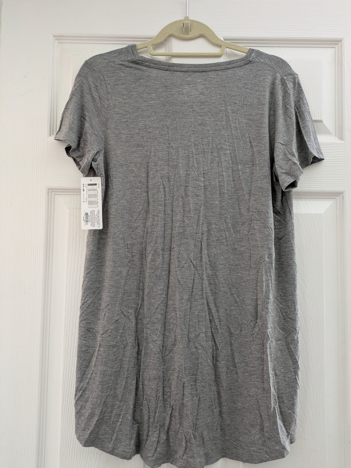 Hue Short Sleeve V Neck Super Soft Stretch Perfect Legging T-Shirt Heather Gray