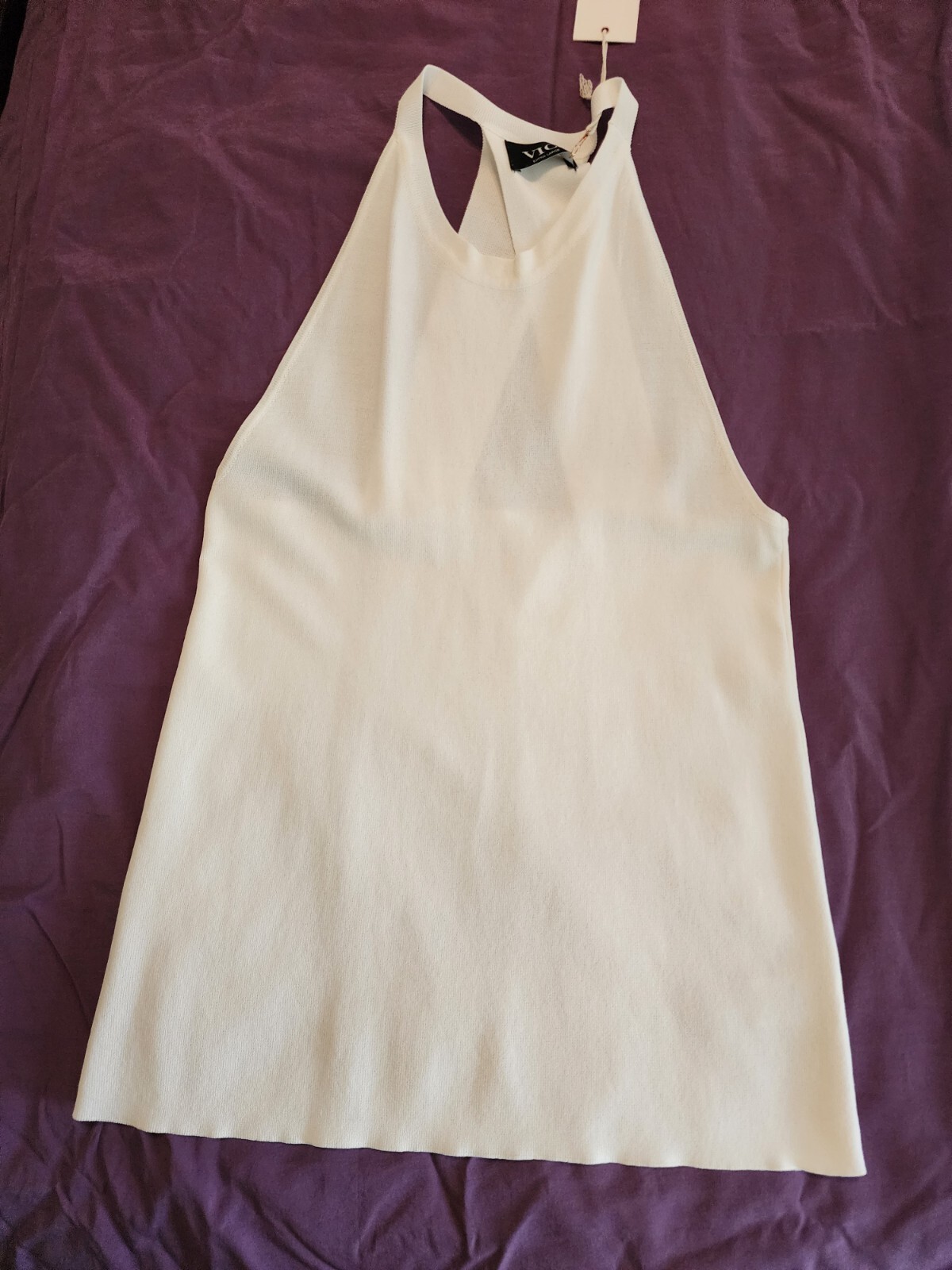 VICI knitted Halter, Size Xl, Cream, Rayon Nylon Blend, NWT