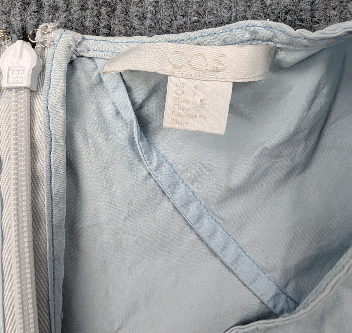 COS Asymmetric Tunic Top Womens 4 Blue Cotton Poplin Lagenlook Quiet Luxury