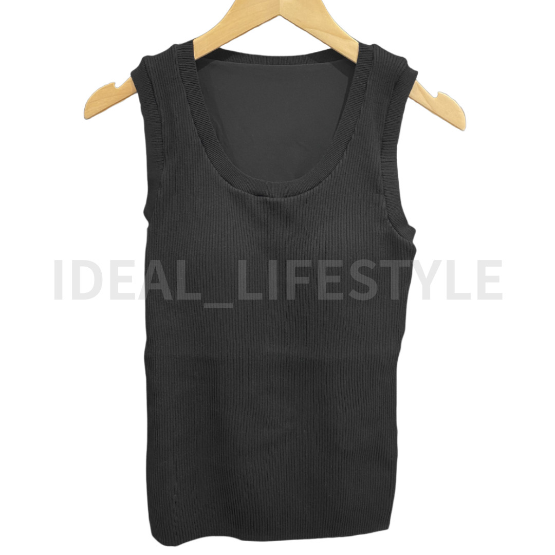 UNIQLO Washable Knit Bra Top Sleeveless Scoop-Neck AIRism Tank Women 489180 NWT