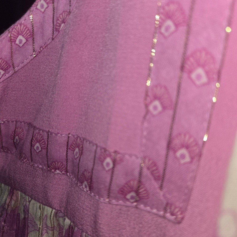 NEW! Spell & The Gypsy Coco Lei Collection Embroidered Flowers In Lilac Size XS