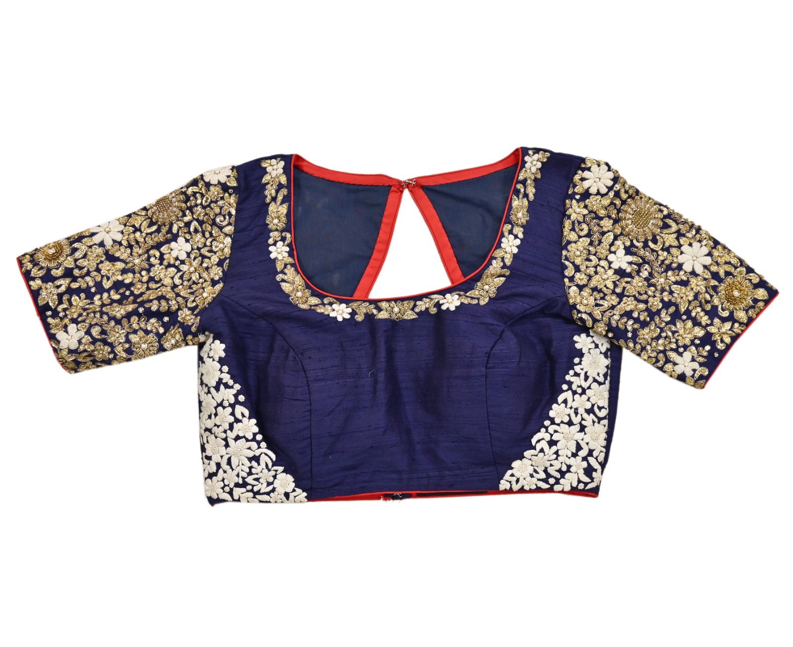 Indian Vintage Heavy Blue Raw silk Hand Embroidered Designer Sabyasachi Blouse