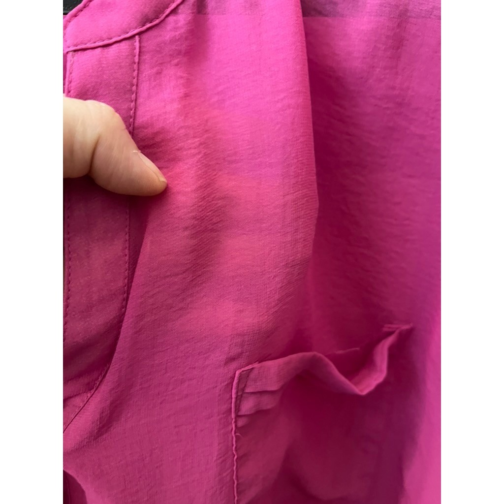 Como Woman Very Berry Magenta Split Neck Long Sleeve Blouse Sheer 3X NWT