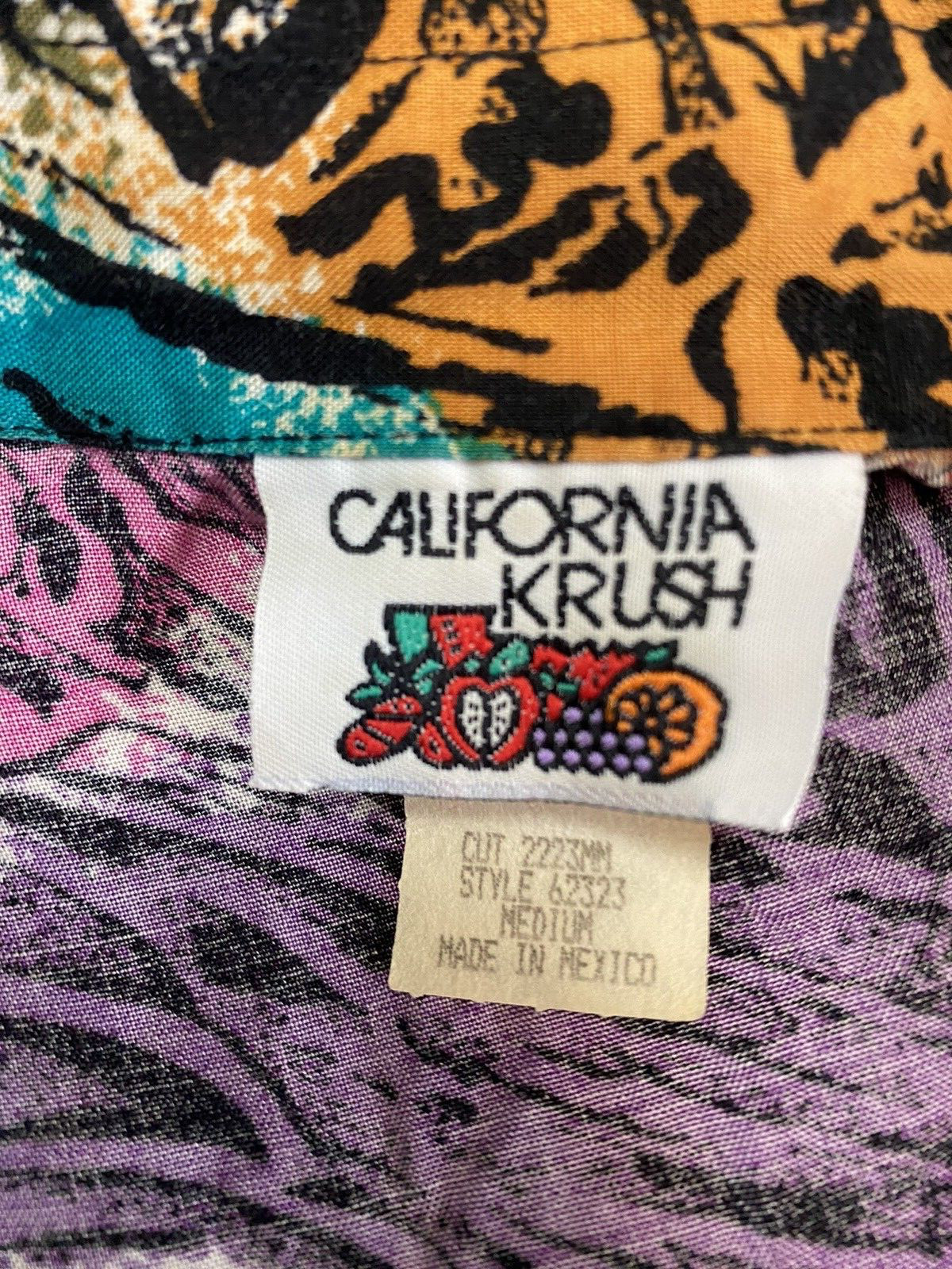 Vintage California Krush RAYON short sleeve tropical shirt SIZE MEDIUM 80S 90S