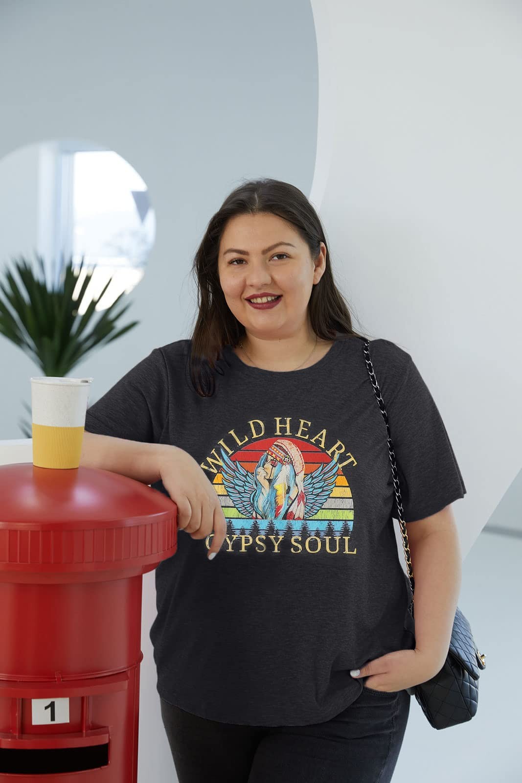Plus Size Back to The Gypsy T Shirt (Dark Grey, XXL)