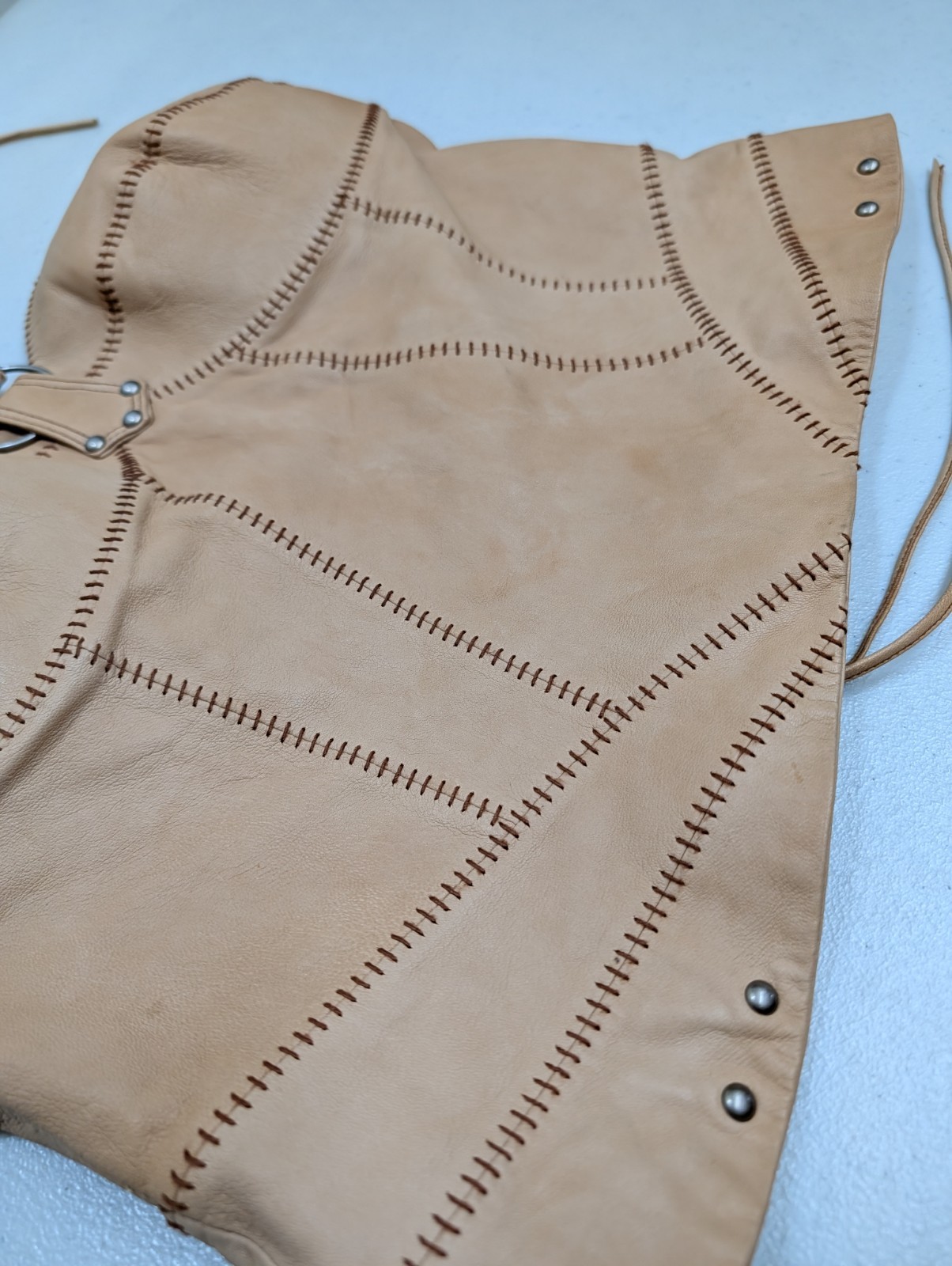 Harley Davidson Leather Halter Corset Laced Top Shirt Womens Large 14 Motorcycle