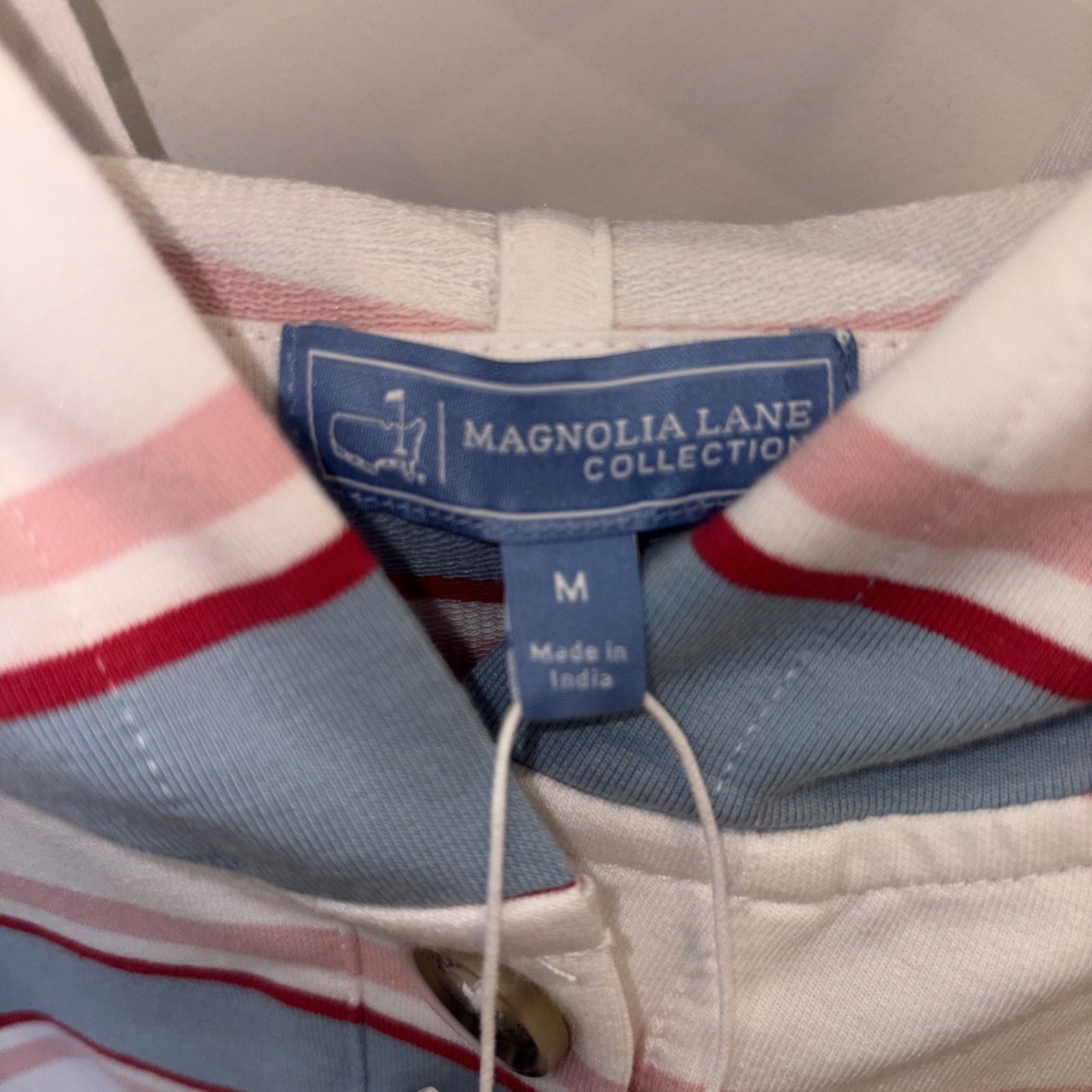 Magnolia Lane Women’s Pink Blue Masters Button-Up Shirt Size Medium