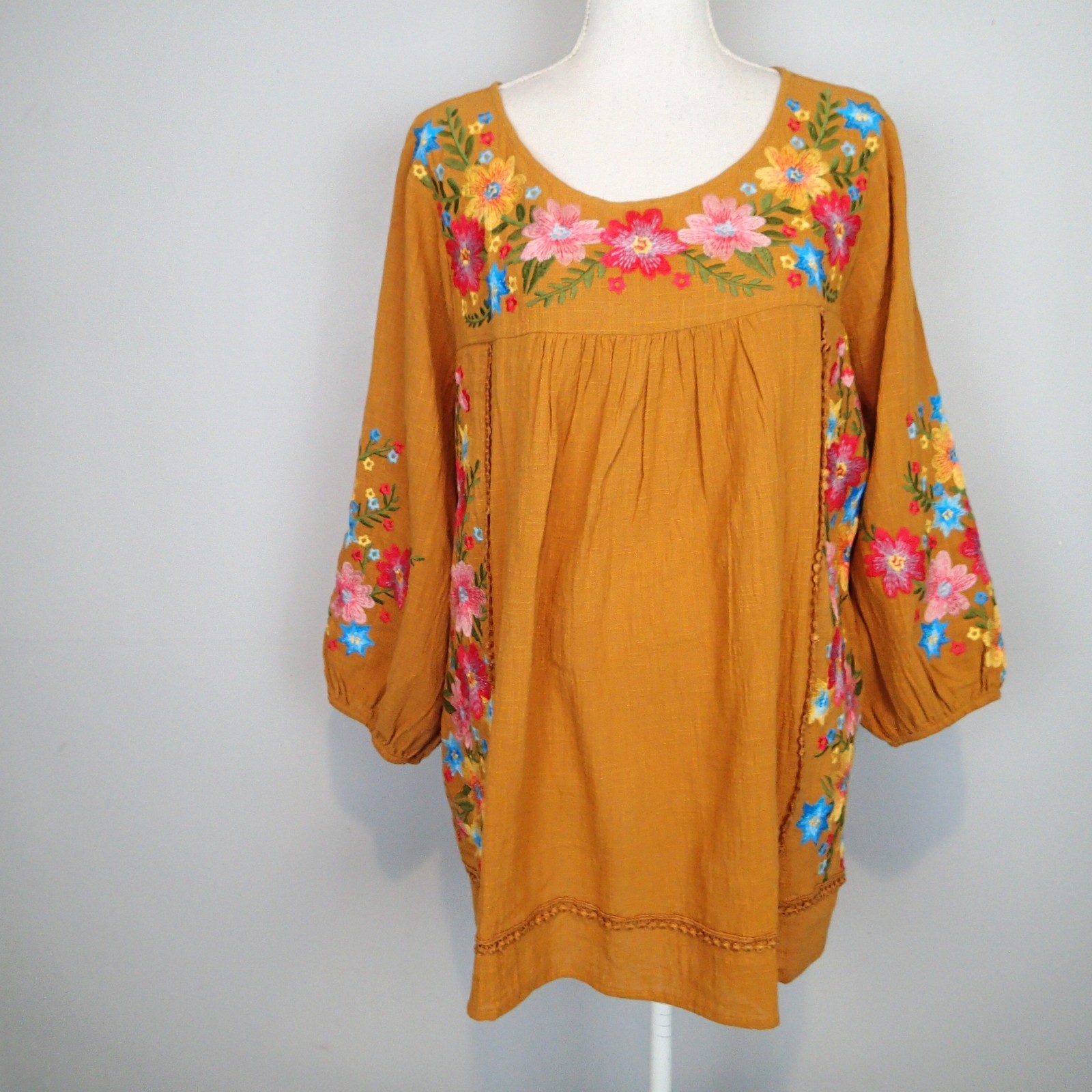 Angel Heart Embroidered Tunic Western, Boho 2X Cooperish top blouse floral
