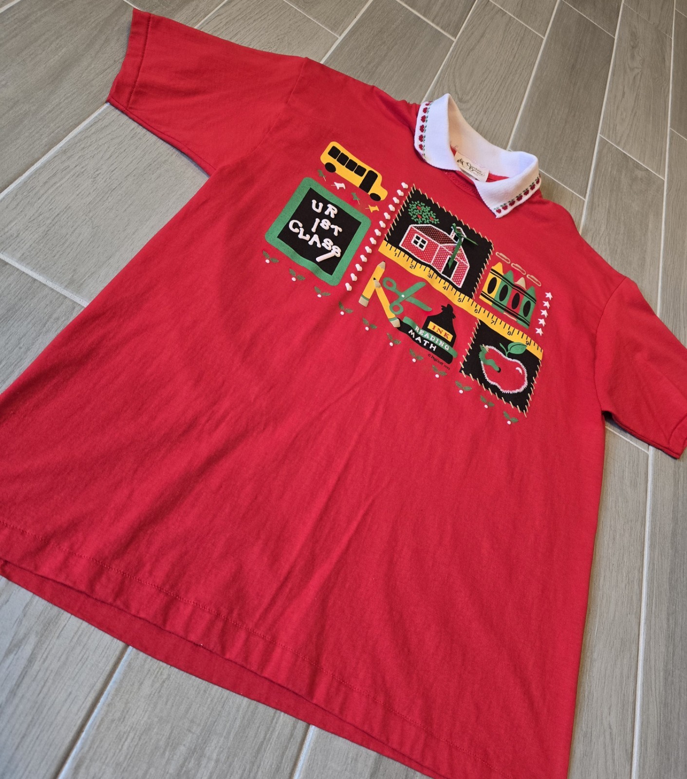 Vintage Cracker Barrel Shirt Art School Teacher Womens XL USA Red Single-Stitch