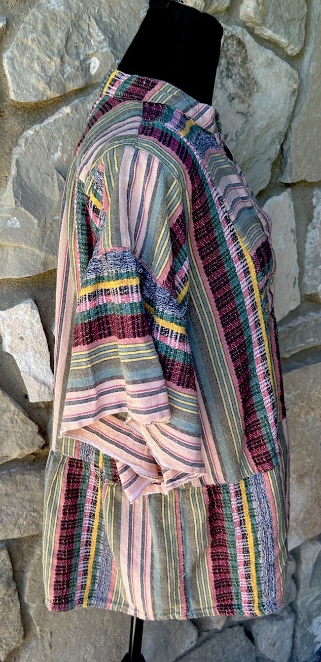 Ivy Jane Tunic Top Large Multi Peasant Boho Style Tiered 100% Cotton Excellent