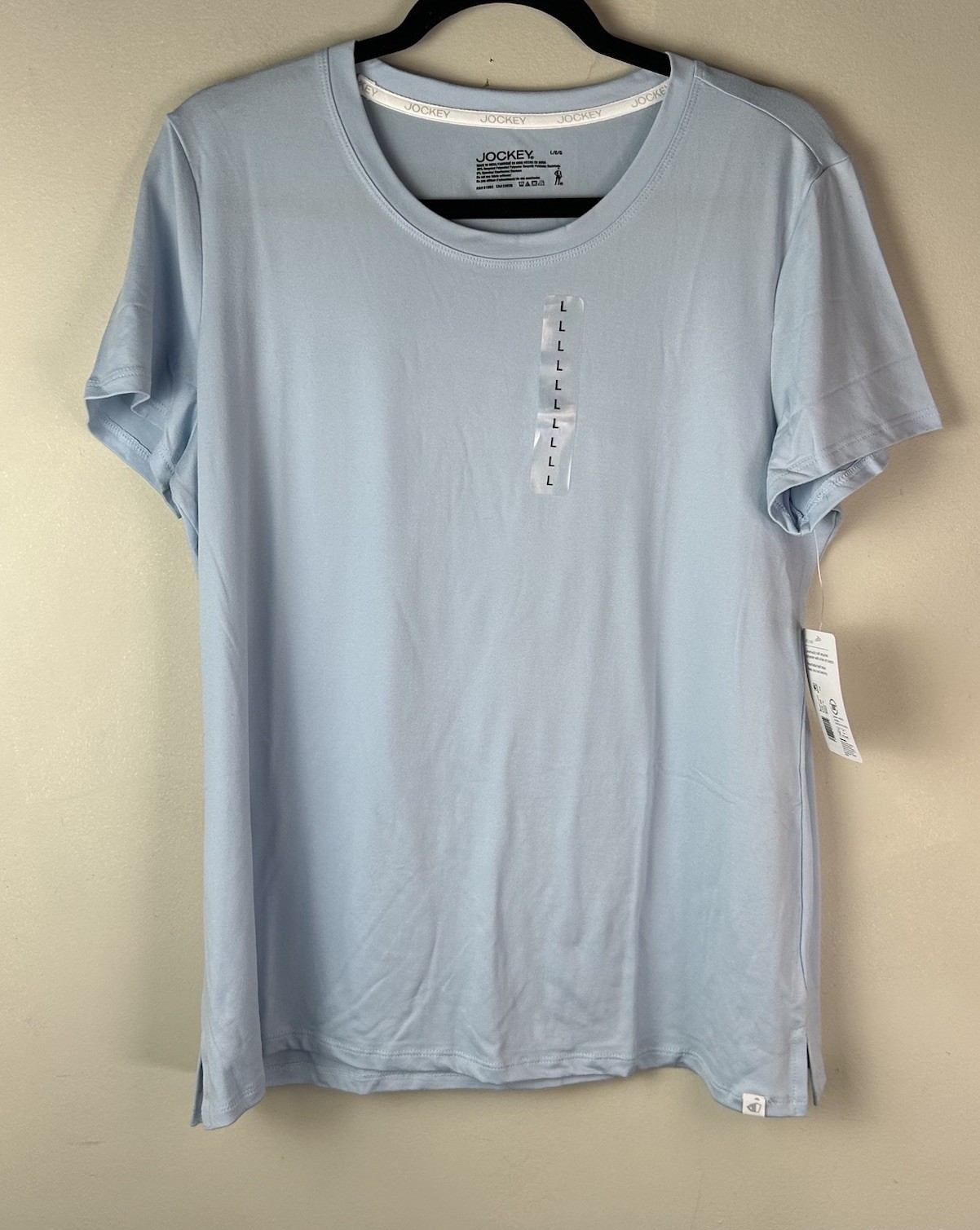 Jockey Soft Cool Women’s Jersey T-Shirt Sz L Light Blue Soft Lounge Crew Neck