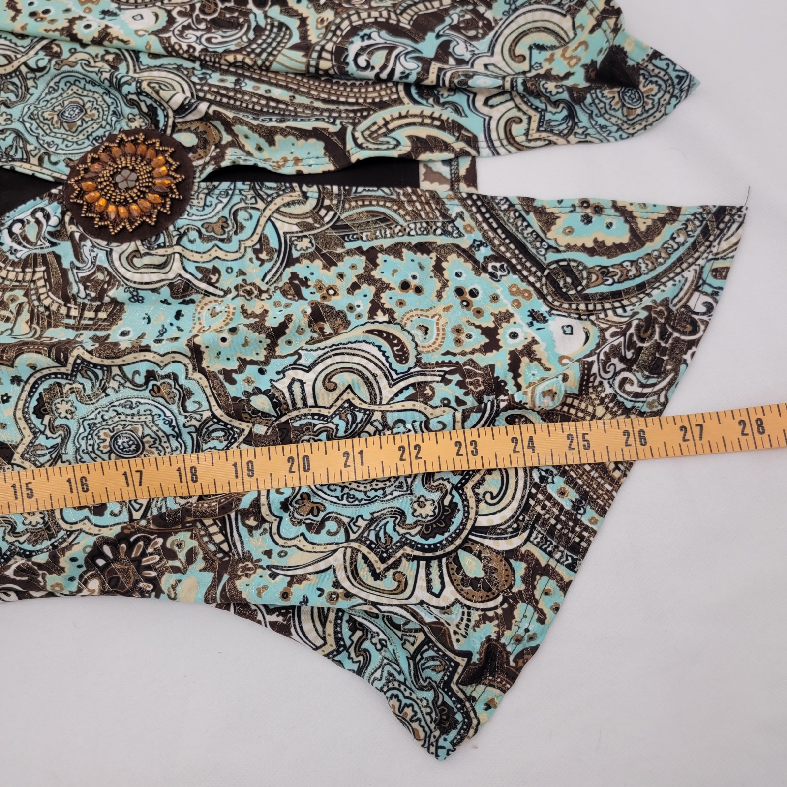DRESSBARN Womens Top Sz PL Artsy Paisley Layered Stretch Mature Beaded Sparkle