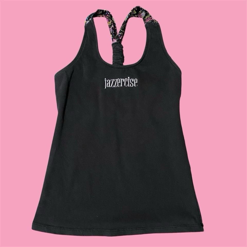 Vintage 90s Jazzercise Floral Strap Tank With Built In Bra S