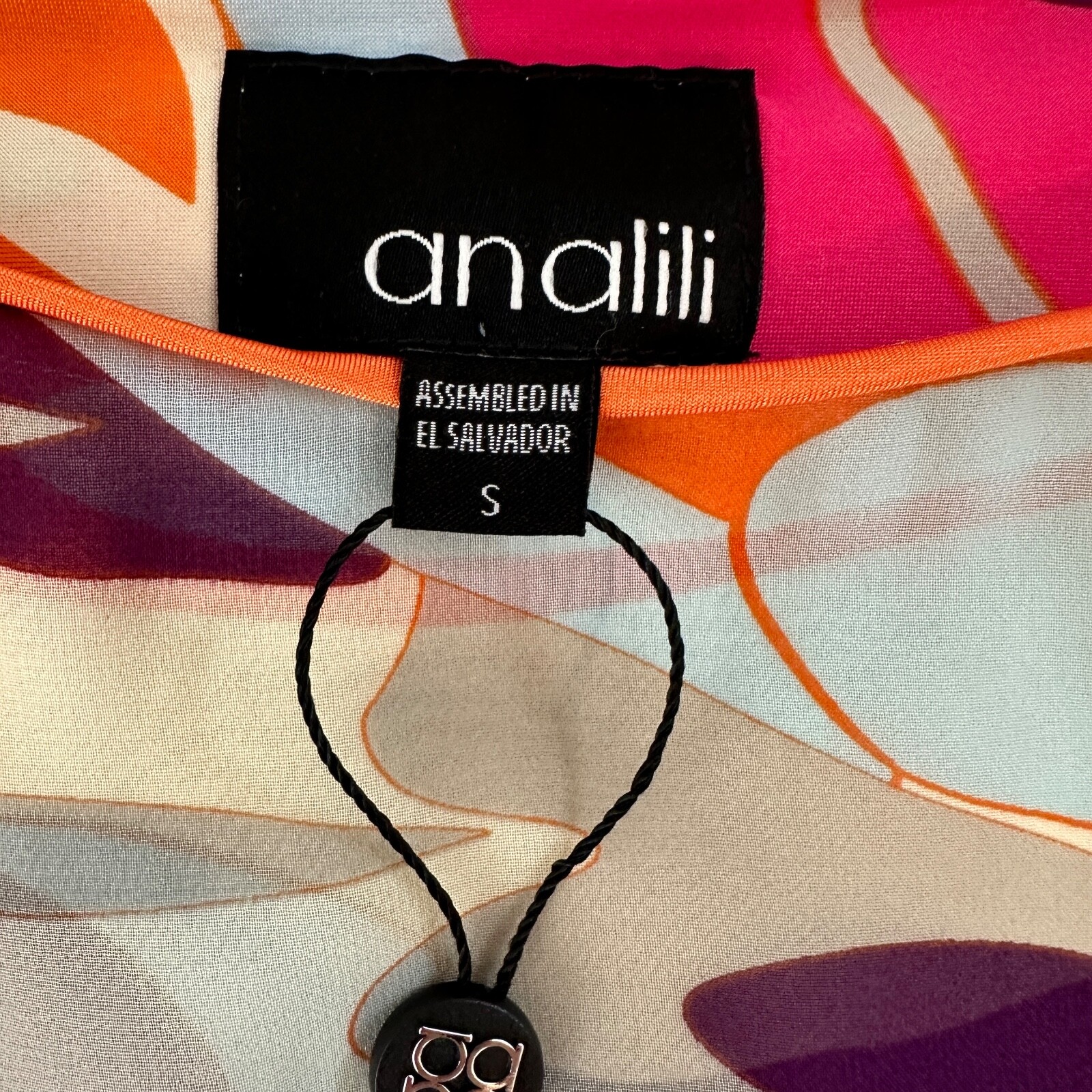NWT Analili Bright Women’s S Multilayered Silk/Polyester Pattern Multicolor Top