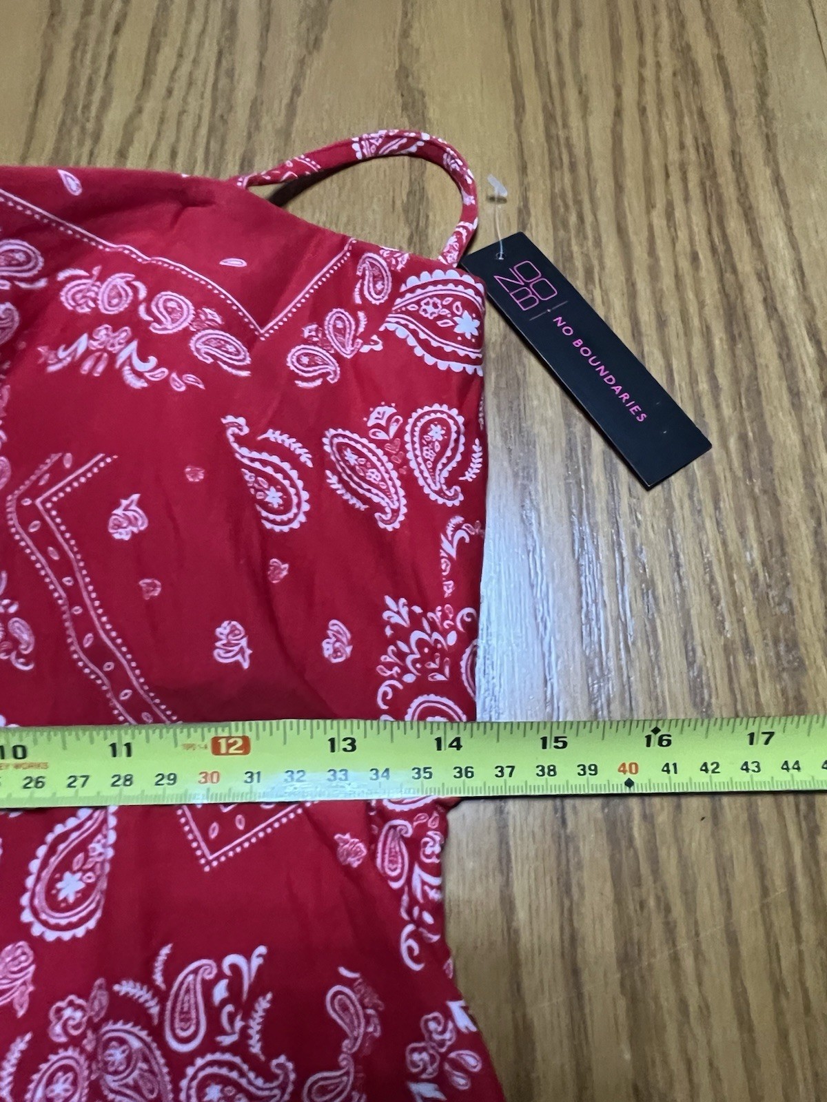 NWT NOBO No Boundaries Large (11-13) Red Bandana Top Padded Cups