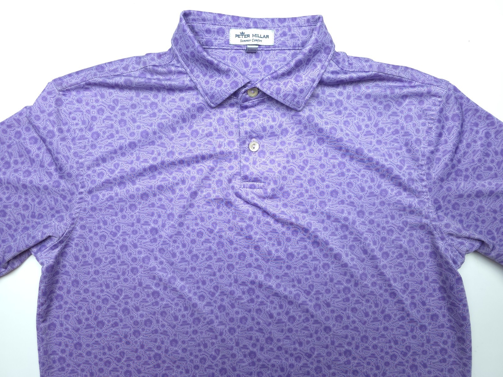 Peter Millar Womens Large Jimi Hendrix Purple Peace Guitar Summer Comfort Shirt